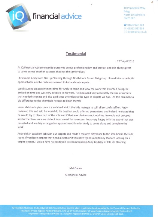 Testimonial IQ Financial Advice